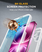 Miracase Magnetic for iPhone 16 Plus Case Full-Body Phone with Built-in Glass Screen Protector, [Compatible with MagSafe] Military Drop Proof 16 Plus Cover Bumper 6.7 inch, Matte Clear