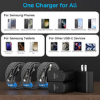 45W Super Fast Charger Type C, [3 Pack] 45 Watt USB-C Charger PD/PPS Wall Charging Block for Samsung Galaxy S25 Ultra/S25+/S25/S24/S23 Ultra/S23+/S22 Ultra/S22+/S20 Ultra, Tab S8(with 3X 6.6ft Cable)
