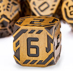Metal DND Sci-fi Dice Set 7PCS Stripe Polyhedral Dice for Dungeons Dragons RPG Role Playing Game, Glitter D and D Dice with Gift Box D6 D8 D10 D12 D20 (Antique Gold)