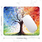 ITNRSIIET Mouse Pad with Stitched Edge Premium Textured Smooth Precise Operation Waterproof Washable Non-Slip Rubber Base Desktop Protection Mat, 10.2×8.3×0.12 inches, The Tree of Life