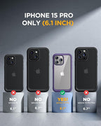 Miracase for iPhone 15 Pro Case Full-Body Built-in Glass Screen Protector& Camera Protector, Military Protective 15 Pro Phone Case Cover 6.1 inch, Purple