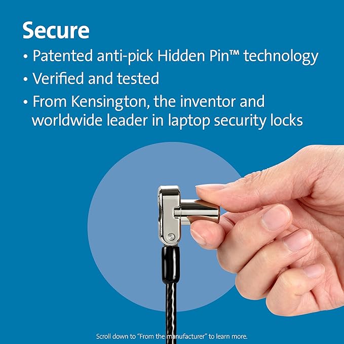 Kensington Universal 3-in-1 Keyed Cable Lock - Twin Lockheads for Laptops & Other Devices (K63380WW)