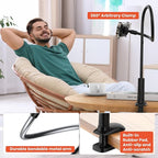 Gooseneck Kindle Holder for Reading in Bed, 360° Adjustable Cell Phone Stand for Desk, Flexible Lazy Arm Mount Clamp,Kindle Paperwhite Stand Accessories,Compatible with 4-8 Inches Device