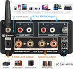 Douk Audio 2 Channel TPA3255 Bluetooth Amplifier 300W x2, Turntable Phono Amp with VU Meter, Treble Bass Control for MM Record Players, Home Theater Speakers (ST-01 Plus)