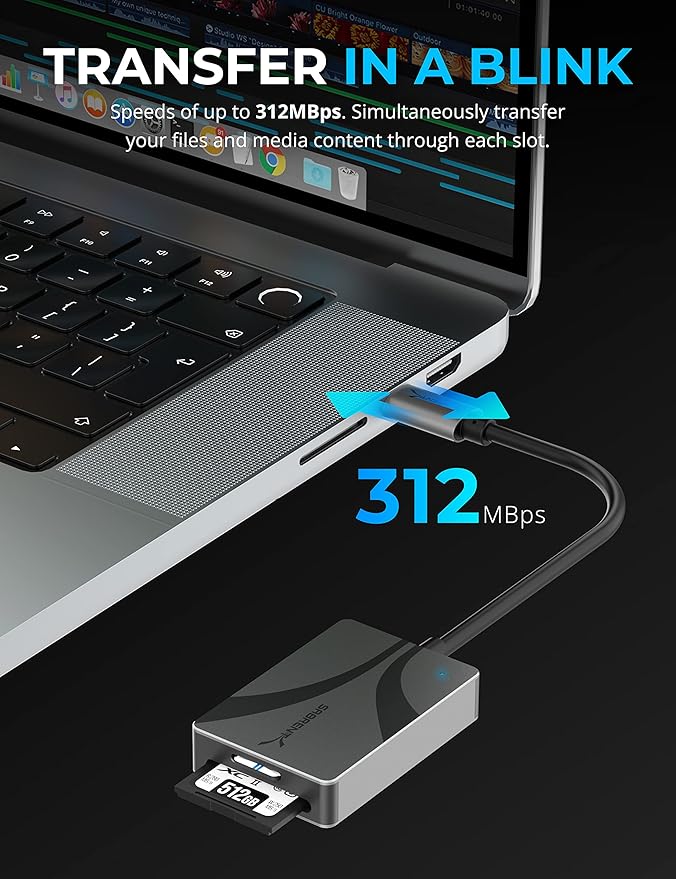 SABRENT USB Type-C Card Reader, Dual-Slot UHS-II SDXC and microSDXC SD 4.0 (CR-CSDM)