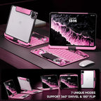 Transparent Case with Keyboard for iPad 9th (7th, 8th, and 9th Gen) 10.2 Inch,with 7-Color Backlit Wireless Keyboard,360°Rotatable Protective Case Multi-Touch Trackpad,with Pencil Holder,Pink