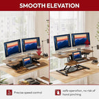 SANODESK Standing Desk Converter with Electric Motor 40" Height Adjustable Riser for Office Home,Dual Monitor and Laptop Workstation with Large Keyboard Tray,Rustic Color