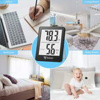 DOQAUS Humidity Meter, 2 Pack Room Thermometer Indoor, Hygrometer with 5s Fast Refresh, Temperature Humidity Monitor Meter for Baby Room, Living Room, Basement, Greenhouse, Office