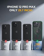 Miracase Magnetic for iPhone 12 Pro Max Case [Compatible with MagSafe] Full-Body Phone case with Built-in Glass Screen Protector& Camera Protector, Military Drop Proof 12 Pro Max Cover, Green
