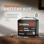 12V 100Ah LiFePO4 Lithium Battery Bluetooth - BCI Group 24 Deep Cycle Battery, Built-in 100A BMS & Low-Temp Protection, 15000+ Cycles, for RV/Marine/Trolling Motor/Off-Grid/Home Backup