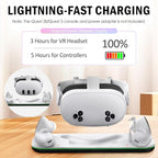 Charging Dock for Quest 3S, VR Stand for Meta Quest3, Charge Station for Oculus Quest 3S Supports Headset with Type-C Magnetic Suction Cable and Rechargeable Battery to Fit Controller