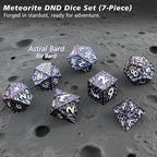 PJOY Metal D&D Dice Set for Dungeons and Dragons Dice with Case Meteorite Black Blue Glitters 7PCS 16mm Role Playing Cool DND Gifts for Players DM Board Game Masters