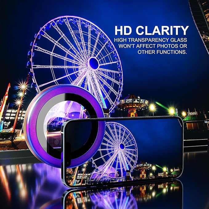 Choiche [3+1 for iPhone 13 Pro/iPhone 13 Pro Max Camera Lens Protector, 9H Tempered Glass Camera Cover Screen Protector Metal Ring Decoration Accessories (Colorful)