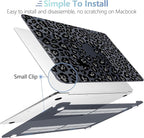 MEEgoodo for MacBook Air 13.3 inch Case 2021 2020 2019 2018 A2337 M1 A2179 A1932, Laptop Shell for MacBook Air M1 with Keyboard Webcam Cover & Trackpad Film & Type C Adapter,Snow Leopard Texture