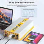 XWJNE 3000W Pure Sine Wave Power Inverter 12V DC to 120V GFCI AC Converter with LCD Display and Remote for Home, RV, Truck, Off-Grid Solar Power