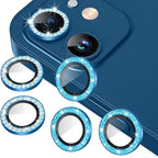 AGVEE 3+3 6 Pack for iPhone 12 Pro/12/12 Mini/11 Pro Max/11 Pro/11 - Bling Diamond & Glitter Metal Ring 9H Tempered HD Glass Camera Protector