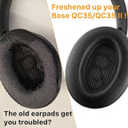 Replacement Ear Pads for Bose QuietComfort 35 (QC35) & Quiet Comfort 35 II (QC 35 ii) Headphones, EarPads Cushions with Noise Isolation Memory Foam, Softer Protein Leather, Added Thickness