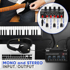 Pyle 4-Channel Portable Stereo Headphone Amplifier - Professional Multi Channel Mini Earphone Splitter Amp w/ 4 ¼” Balanced TRS Headphones Output Jack and 1/4" TRS Audio Input For Sound Mixer