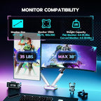 ARES WING RGB Dual Monitor Arm for 17-38" Ultrawide Screens, Holds 35.2lbs, Heavy Duty Dual Monitor Stand for Desk, Adjustable Double Monitor Mount with Clamp & Grommet Base, 75/100 VESA Mount, White