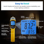 Etekcity Infrared Thermometer 1025D (Not for Human) Dual Laser Temperature Gun-58℉~1022℉ (-50℃~550℃) with Adjustable Emissivity, Non-Contact Voltage Tester (NCV), Standard Size, Yellow & Gray