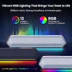 Deeyaple Computer Speakers, 40W Wireless Soundbar for Desktop PC with Bluetooth 5.3 & USB Audio, Dynamic RGB Lighting, Software Custom EQ, External Power Adapter Gaming Speakers, Laptop, Xbox (White)