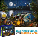 Quokka Puzzles for Adults 1000 Pieces and Up - 3 Pack of 1000 Piece Puzzles for Kids Ages 8-10-12 - Enjoy Market, Lighthouse and Camping Designs for Women and Men