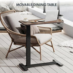 FLEXISPOT Mobile Standing Desk with Wheels Pneumatic Laptop Desk Rolling Computer Cart Movable Height Adjustable Small Sit Stand Desk Computer Workstations Home Use(31.5" W x 17.7" D, Mahogany)