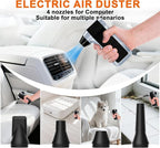 Electric Air Duster - 130000RPM Compressed Air Duster with Brushless Motor,3-Gear Speeds - Air Duster, 4pcs Nozzles - Mini Blower for Keyboard,Car,PC,Home Cleaning