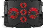 ENHANCE Cryogen Gaming Laptop Cooling Pad - Fits 17 in. Computer, PS4 - Adjustable Laptop Cooling Stand with 5 Quiet Cooler Fans, 2 USB Ports and LED Lighting - Slim Portable Design 2500 RPM (Red)