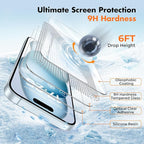 UNBREAKcable 2-Pack Screen Protector for iPhone 15 Plus, Double Shatterproof Tempered Glass [Easy Installation Frame] [9H Hardness] [99.99% HD Clear] [Case Friendly] for iPhone 6.7 inch