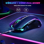 Redragon Gaming Mouse, Wireless Mouse Gaming with 8000 DPI, PC Gaming Mice with Fire Button, RGB Backlit Programmable Ergonomic Mouse Gamer, Rechargeable, 70Hrs for Windows, Mac Gamer, Black
