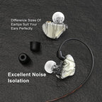 BASN MMCX Triple Driver in-Ear Monitors with Rich Bass, HiFi Stereo IEM Earphones with Upgraded Detachable Cables for Audiophiles Musicians (Porcelain White)