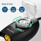 DEWENWILS Outdoor Light Timer Waterproof, 24-Hour Programmable Plug in Timer for Electrical Outlets, Holiday Decorations, String Light,13A 1/2 HP, UL Listed
