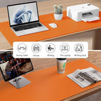 Aothia Leather Desk Pad Protector, Mouse Pad, Office Desk Mat, Non-Slip PU Leather Desk Blotter, Laptop Desk Pad, Waterproof Desk Writing Pad for Office and Home (23.6" x 13.7", Hermes Orange)