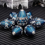 ARUOHHA DND Metal Dice Black Blue Dragons Egg Dice with Rotating Dragon Egg Shell, Compatible with D&D RPG Role Playing Game, Dungeons Polyhedral D and D Dice Set D20 D12 D10 D8 D6 D4