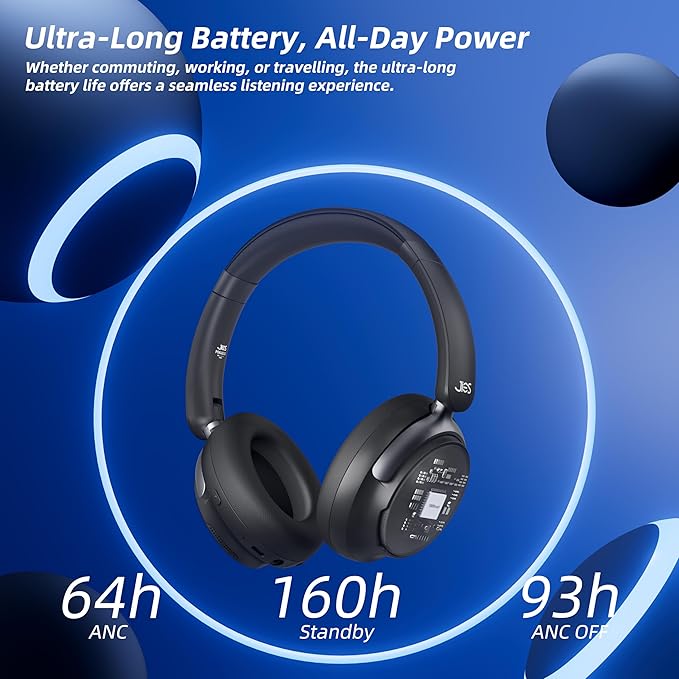 Active Noise Cancelling Headphones,Wireless Headphone with Transparent Mode,Hi-Res Audio,Deep Bass,160H Playtime,Foldable Storage Over Ear Bluetooth Headset for Daily Use/Gaming/Work/Travel-Beige