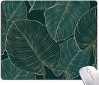 Mouse Pad, Green Leaves Mouse Pad Rectangle Custom Designs, Waterproof Anti-Slip Rubber Mousepad Office Accessories Desk Decor Wireless Mouse Pads for Computers Laptop