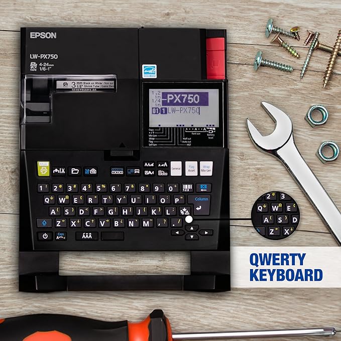 LABELWORKS Epson LW-PX750PCD Industrial Label Maker Kit - Complete Kit with Accessories, Compatible with Large Variety of Tape Types, Portable Handheld Label Printer