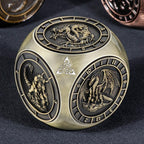 7 in 1 D6 Spinner DND Dice Set D&D, Metal Cube D and D Dice with Gift Box, Dungeons Dragons Role Playing Dice, Bronze