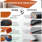Desk Mat with Lip & Reinforced Stitched Edge|Non-Slip Waterproof PU Leather Desk Pad|Ergonomic Keyboard Mouse Pad with Edge Protector|for Office, Home, Study(28.74" x 16.73",Brown)