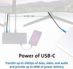 Kensington SD4820P USB-C Docking Station for Dell, HP, Lenovo, Surface, PixelBook, Pixel Slate- Dual 4K Video, 60W PD (K38042US)