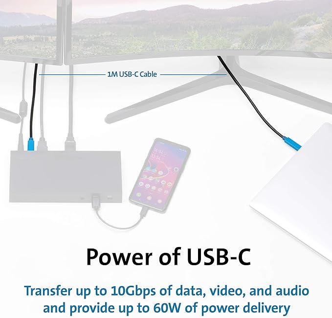 Kensington SD4820P USB-C Docking Station for Dell, HP, Lenovo, Surface, PixelBook, Pixel Slate- Dual 4K Video, 60W PD (K38042US)