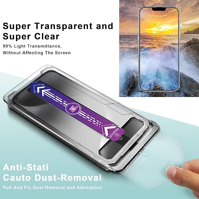 2 Pack Screen Protector Tempered Glass for iPhone 16e and iPhone 14 and iPhone 13 and iPhone 13 Pro 6.1-Inch Auto Dust Removal, No Bubbles, High Definition Clear, Easy Installation