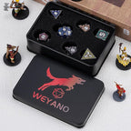DND Metal Dice Set, Polyhedral Dice Set for RPG D&D Dice with Cracks Dungeons and Dragons Dice Set for RPG TTRPG D&D Die with Gift Case(Black Nickel 7 Colors)