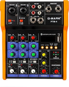 G-MARK Analog Mixer Audio 4 Channel DJ Audio Mixer Bluetooth Studio Karaoke For PC Live Performance KTV Home Stage Music Effects Sound Card Protable Mixing Console