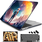 Batianda Premium Case for New MacBook Air 15 inch 2025 2024 2023 with M4 M3 M2 Chip, Designed Black Protective Plastic Hardshell & Keyboard Cover & Screen Protector, Astronaut