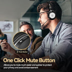 Wireless Headset with Mic for Work,Bluetooth Headphone with Noise Cancelling Microphone,2.4G USB Dongle & Mic Mute for Laptop/Computer/Cell Phones/Office/Remote Work/Call Center/Zoom/Teams/Skype