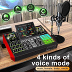 Podcast Equipment Bundle with Live Sound Card Audio Mixer, 3.5mm Condenser Microphone for PC/Phone Streaming and Singing, Podcast Microphone Bundle with Voice Changer sound board