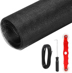 Window Screens Replacement Kit 47"x118" Adjustable Screen Mesh Easy DIY Project with Rolling Tool Spline for Sliding Doors Patio, Black