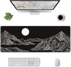 Black and White Mountain Large Mouse Pad,Gaming Keyboard Desk Pad,Extended Mouse Mat Non-Slip Rubber Base with Stitched Edges for Office Game Home XL 31.5"x11.8"